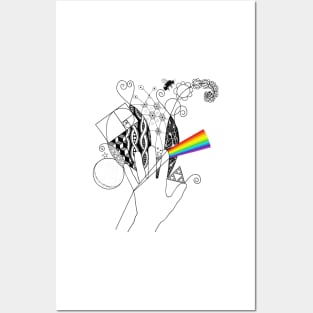 Rainbow Science Hand Doodle Posters and Art